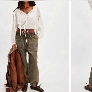 NWT Free People River Stone
Pants - Muted Basil / Army
Green - Large